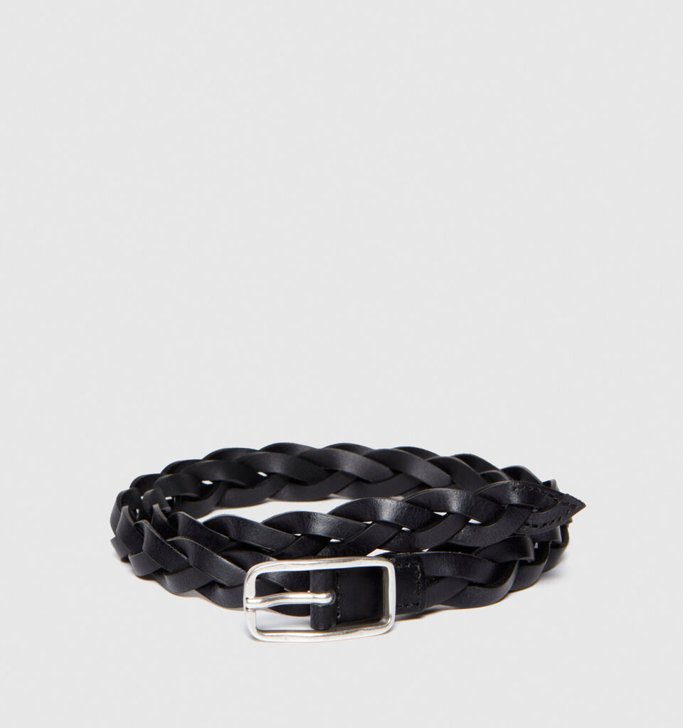 Woven leather belt - men's belts - Black | Sisley image number 1